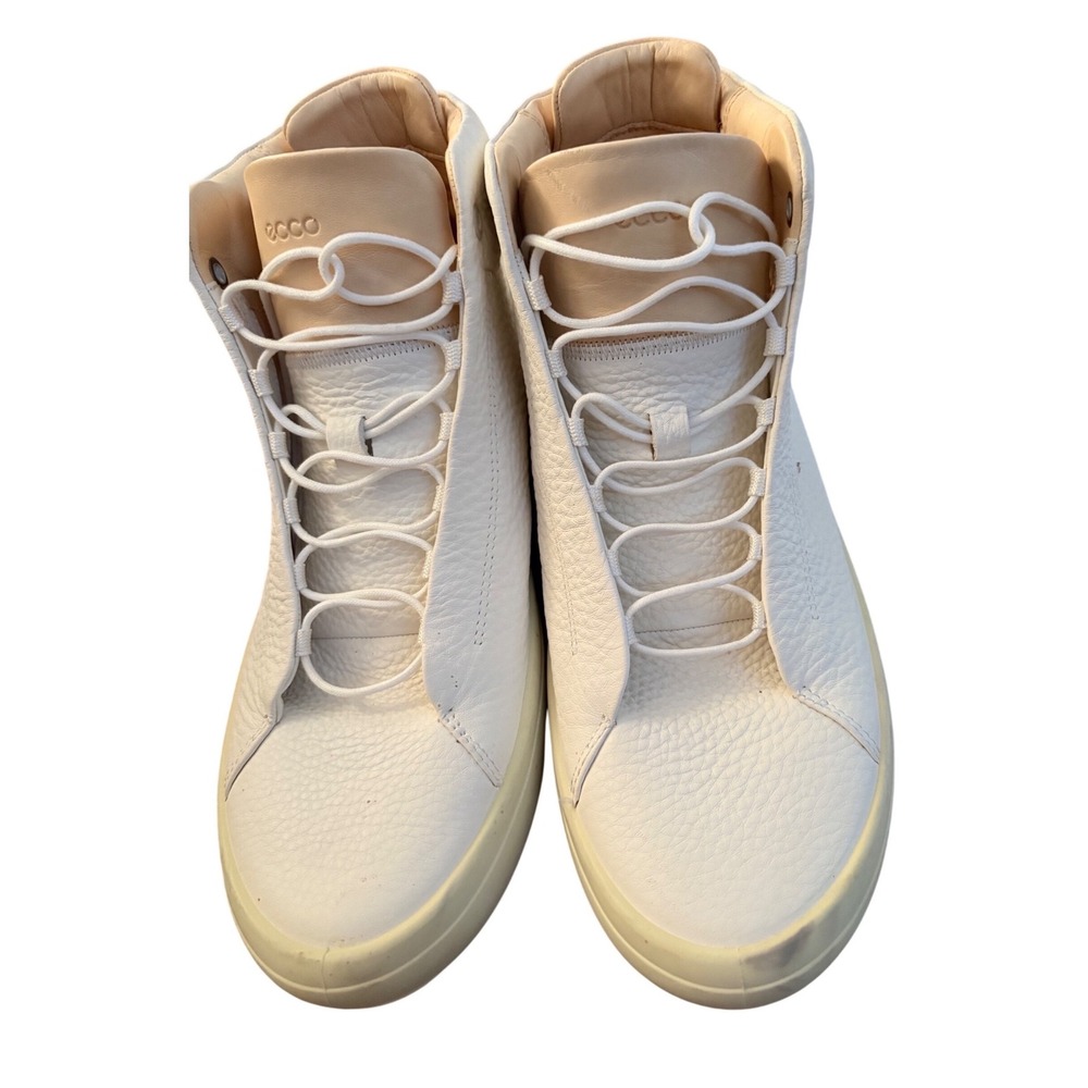 Ecco White Leather Lace Up‎ High Top Sneakers Women